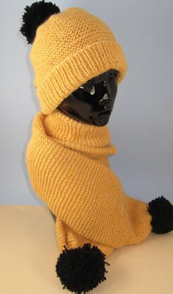 Easy Chunky Big Bobble Beanie Hat and Scarf Set