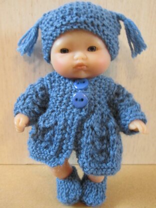 5" Berenguer Blue Coat Set