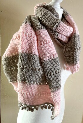 Bubbly Bobbles Crochet Rectangle Shawl Pattern PDF