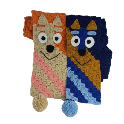 Blue and Orange Dogs Scarf C2C