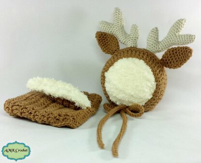 Newborn Reindeer or Deer Hat and Diaper Cover