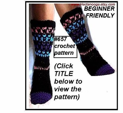 657 CROCHET SOCKS, TOE-UP, WOMEN SIZE 5 - 11