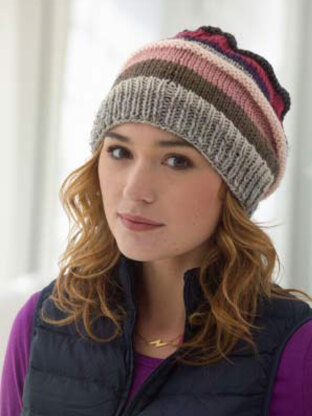 Textured Stripes Hat in Lion Brand Vanna's Choice