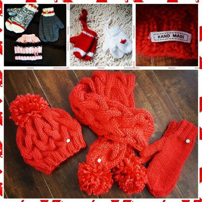 Ladies Hat, Scarf and Mittens