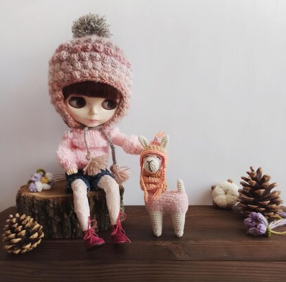 Lamb beanie for doll