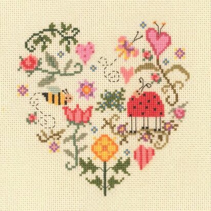 Creative World of Crafts Bee In Love Heart Cross Stitch Kit