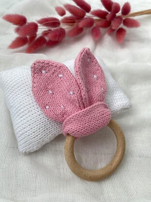 Bunny ears teething ring