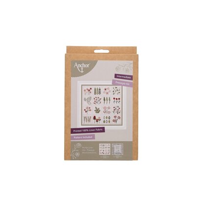 Anchor Linen Freestyle Sampler Embroidery Kit - 25 x 25 cm