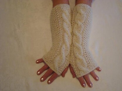 Alpaca Fingerless gloves Mittens Cable Arm Warmers