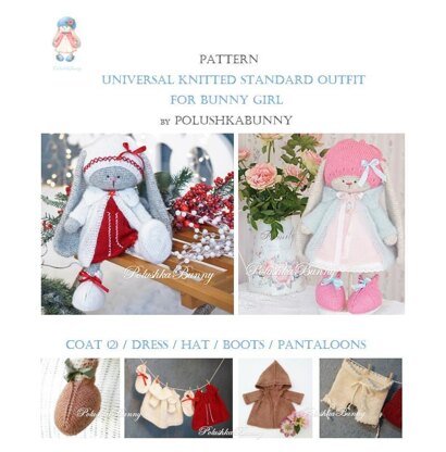 Doll Clothes, Knitting and Crochet Pattern - Standard Bunny's Outfit