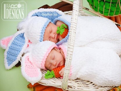 Bunny Rabbit Baby Hat with Carrot and Cocoon Set