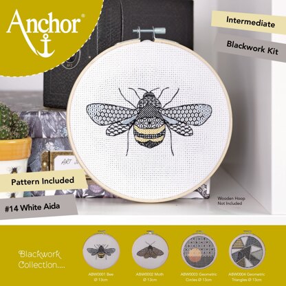 Anchor Blackwork - Bee Embroidery Kit - 13 cm