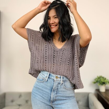 V neck summer blouse Crochet pattern by KnitcroAddict | LoveCrafts