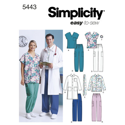 Simplicity Women's & Men's Plus Size Scrubs 5443 - Sewing Pattern