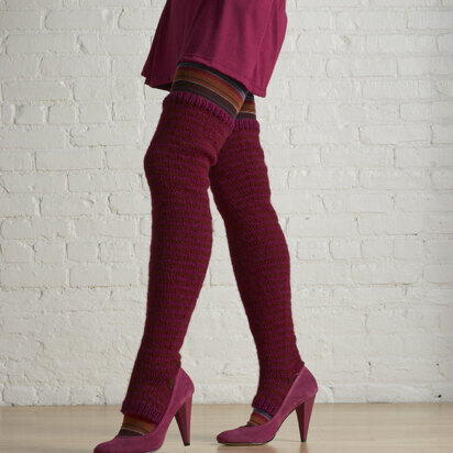 Striped Thigh Highs in Lion Brand Wool-Ease - 70669AD