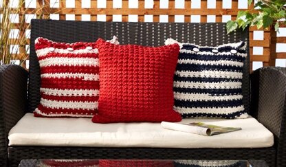 Nautical Stripe Crochet Pillows in Bernat Maker Outdoor Stripes - Downloadable PDF