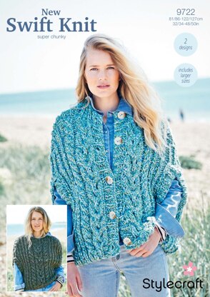 Cape Jacket and Sweater in Stylecraft New Swift Knit Super Chunky- 9722 - Downloadable PDF