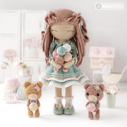 Crochet Doll Pattern Amigurumi Doll SHELLY tutorial dress PDF file crochet pattern for doll amigurumi digital by AradiyaToys (Olka Novytska) DIY Handmade