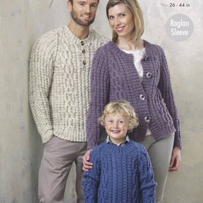 Sweaters & Cardigan in King Cole Aran - 4554 - Downloadable PDF