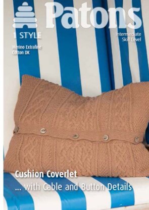 Cushion Coverlet with Cable and Button Details in 