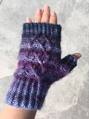 Twisted Rib with Cable Fingerless Gloves