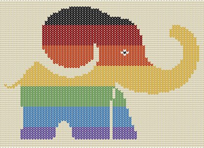 Rainbow Elephant Knitting Chart