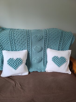 Aran Hearts Throw #5