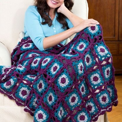 Lacy Square Blanket in Red Heart Soft Solids - LW3545
