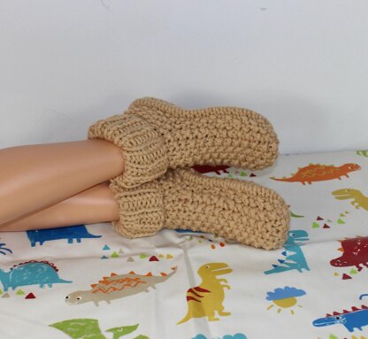 Ladies Super Chunky Moss Stitch Slipper Boots