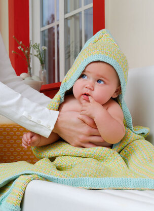 Hooded Baby Blanket in Blue Sky Fibers Worsted Cotton - Downloadable PDF