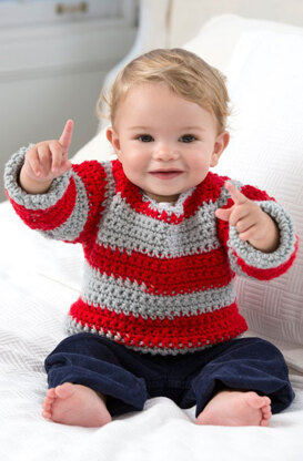 Go Team Go! Baby Sweater in Red Heart Team Spirit - LW4026 - Downloadable PDF