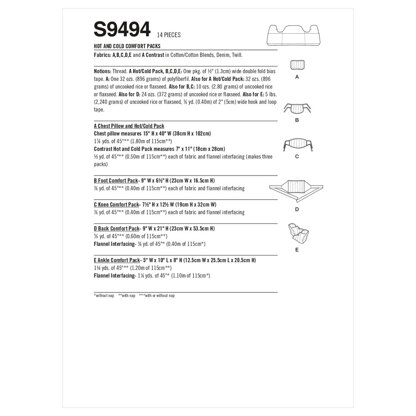 Simplicity Heiße und kalte Komfortpackungen S9494 - Schnittmuster, Einheitsgröße
