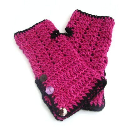 Button Cuff Fingerless Mitts