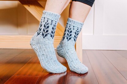 Vine Colorwork Crochet Socks