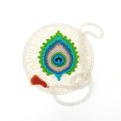 Peacock Feather Motif, Garland, Coaster Nemali