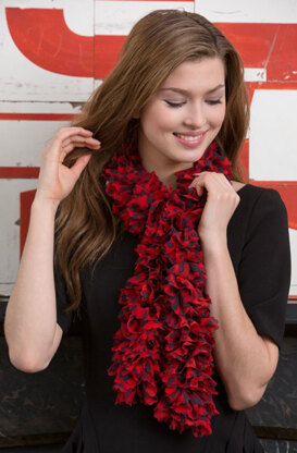 Full Ruffle Crochet Scarf in Red Heart Boutique Sassy Solids - LW4170 - Downloadable PDF