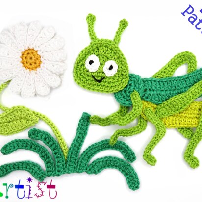 Grasshopper crochet applique pattern