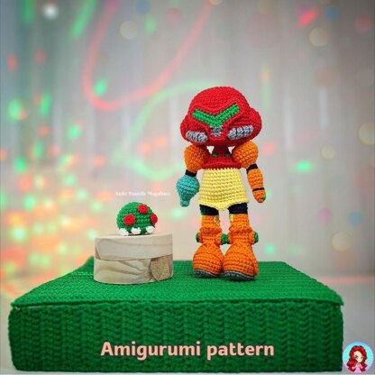Samus Aran & Mini Metroid Amigurumi Crochet Pattern – PDF (US Terms)