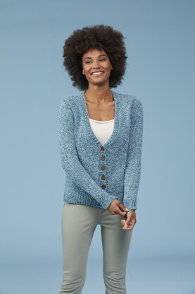 Greenbank Cardigan - Knitting Pattern for Women in Tahki Yarns Whidbey by Tahki Yarns