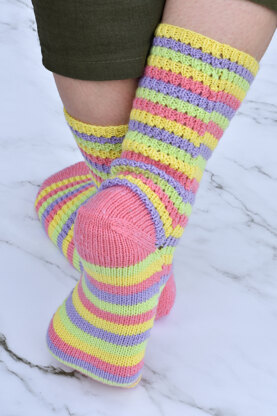 Sugar Stripe Socks in Universal Yarns Uni Merino Mini - Downloadable PDF