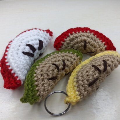 Apple Slice Amigurumi Keychain