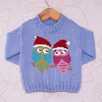 Intarsia - Festive Owls Chart - Childrens Sweater