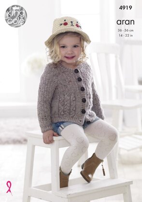 Cardigan and Slipover in King Cole Big Value Aran - 4919 - Downloadable PDF