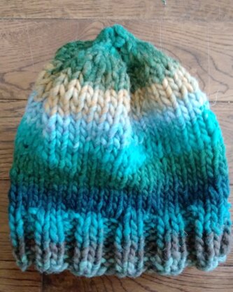 Knitted Green Blue Wool Beanie