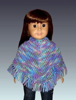 Easy poncho knitting pattern, fits American Girl and 18 inch Dolls