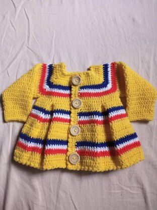 Crochet Pleated Baby Cardigan