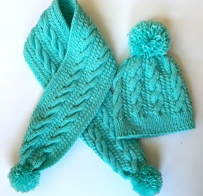 Sweet Puffs Cables Hat – Scarf Set