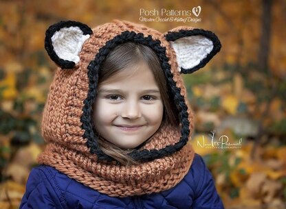 Fox Hooded Cowl Knitting Pattern 397