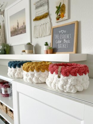 Mini Crochet Color Block Basket 107
