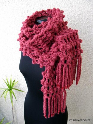 Chunky Crochet Long Scarf With Fringe